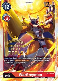 WarGreymon (2021 Championship Finals Event Pack Alt-Art Gold Stamp Set) #ST1-11 SR
