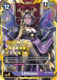 Lilithmon (Digimon Card Game Fest 2022 Winner) #BT3-091 SR