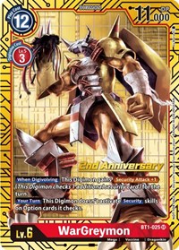 WarGreymon (2nd Anniversary Card Set) #BT1-025 SR