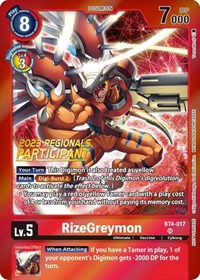 RizeGreymon (2023 Regionals Participant) #BT4-017 SR