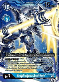 MirageGaogamon: Burst Mode (Alternate Art with Blue Background) #BT13-033 SR