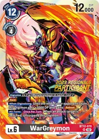 WarGreymon (2023 Regionals Participant) #BT12-070 SR