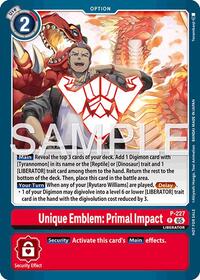 Unique Emblem: Primal Impact (Dawn of Liberator Box Topper) #P-227 P