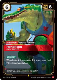 Renekton, Rage Fueled (Alternate Art) #019a/166
